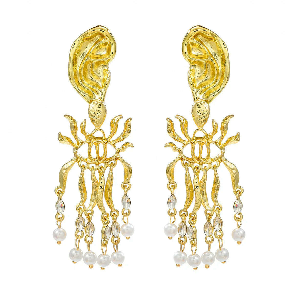 Vintage Baroque Style Metal Eye Dangle Earrings For Women Jewelry Exaggerated Fashion Show Statement Earrings Accessories - KIMLUD