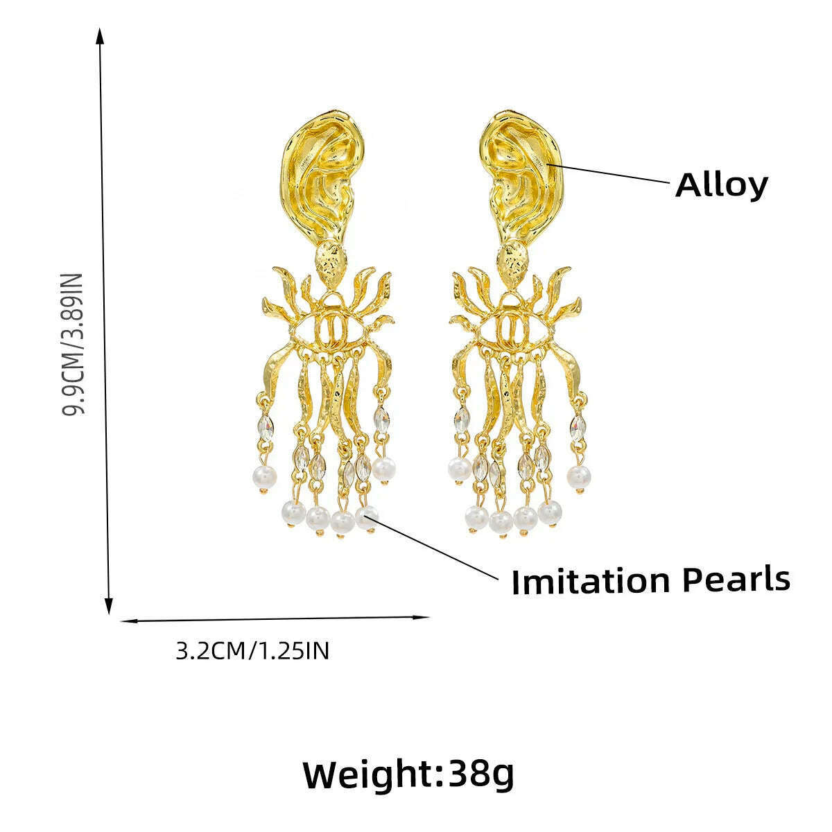 Vintage Baroque Style Metal Eye Dangle Earrings For Women Jewelry Exaggerated Fashion Show Statement Earrings Accessories - KIMLUD