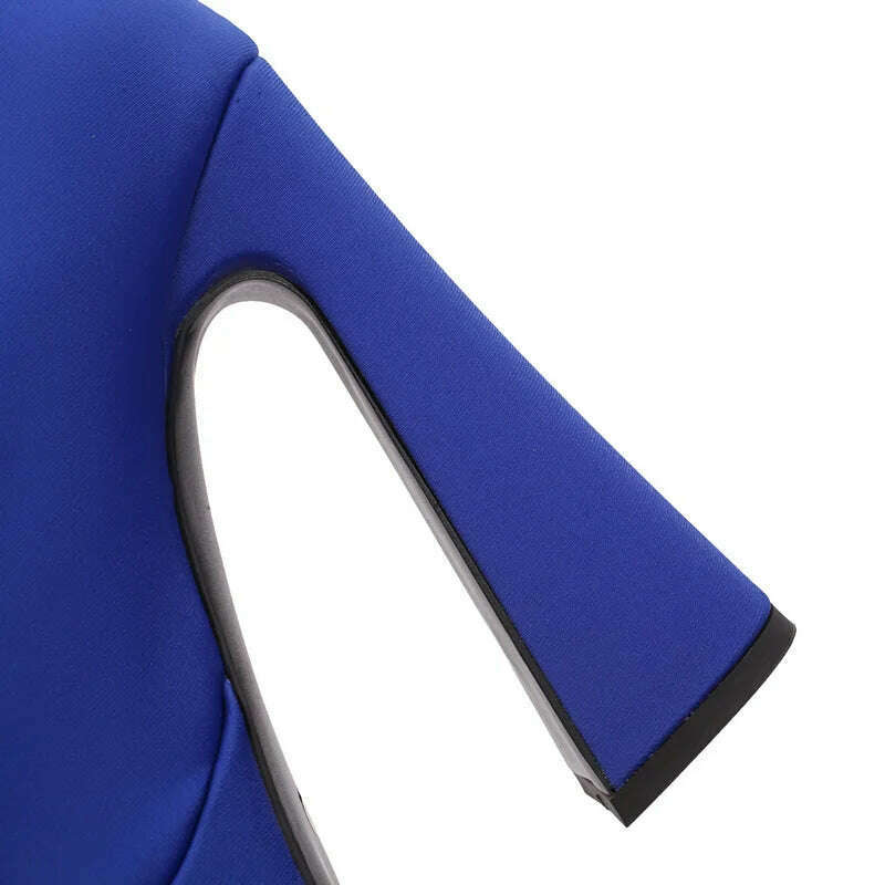 Purple Blue Rose Red Black Women Ankle Boots Platform Square High Heel Ladies Short Boots Elastic Fabric Pointed Toe Dress Shoes - KIMLUD