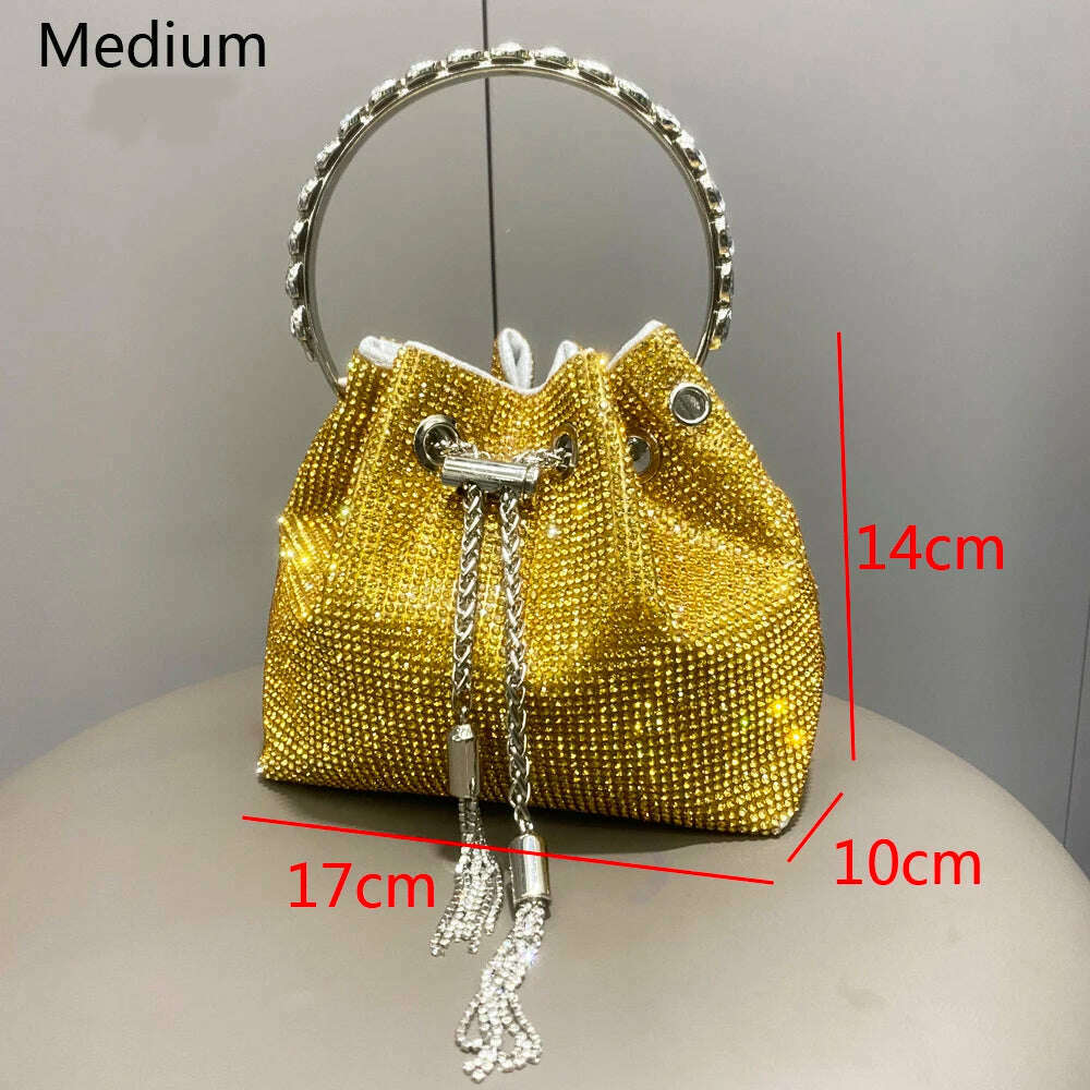 purses and handbags bags for women luxury Designer bucket clutch purse evening banquet bag Crystal rhinestone shoulder bags - KIMLUD