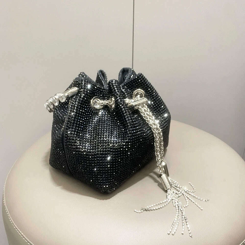 purses and handbags bags for women luxury Designer bucket clutch purse evening banquet bag Crystal rhinestone shoulder bags - KIMLUD