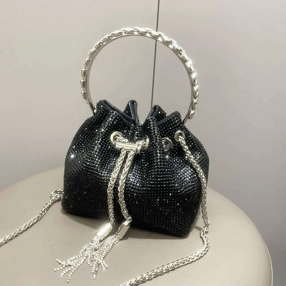 purses and handbags bags for women luxury Designer bucket clutch purse evening banquet bag Crystal rhinestone shoulder bags - KIMLUD