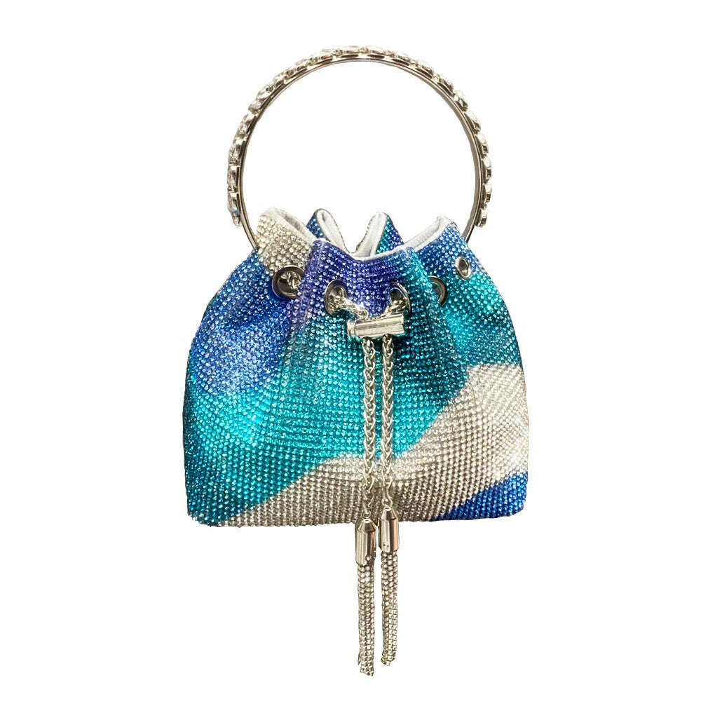 purses and handbags bags for women luxury Designer bucket clutch purse evening banquet bag Crystal rhinestone shoulder bags - KIMLUD