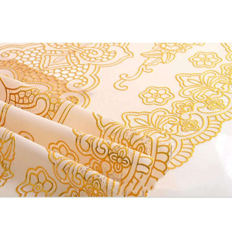 PVC Nappe Table Cloth Plastic Oilproof Dining Tablecloth Bronzing Printed Table Cover Table Mat Overlay Placemat Nappe No-clean - KIMLUD