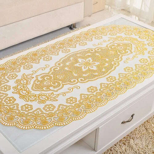 PVC Nappe Table Cloth Plastic Oilproof Dining Tablecloth Bronzing Printed Table Cover Table Mat Overlay Placemat Nappe No-clean - KIMLUD
