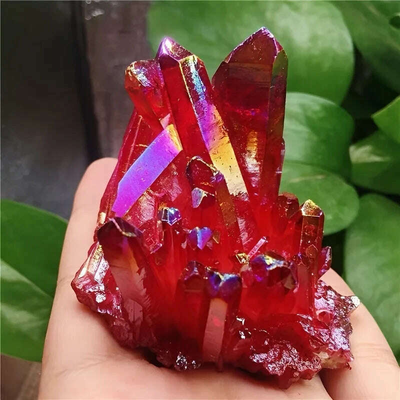 KIMLUD, Radiant Red Titanium Rainbow Aura Crystal Cluster Natural Decoration Unique Office/Home Gift Halloween and Christmas, yellow 200-250g, KIMLUD APPAREL - Womens Clothes