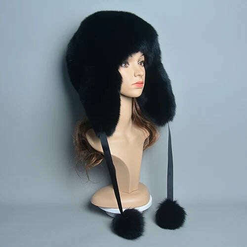 Real fur 100% Fox Skin Russian Businessmen Pilot Bombers Full Mao Men's hat Ushanka Winter Ear Guard Hat Raccoon Fur Beanie hat - KIMLUD