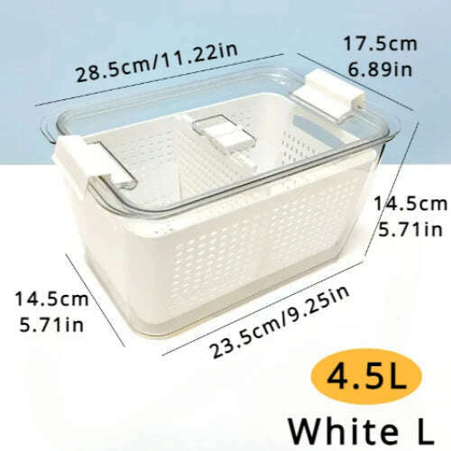 KIMLUD, Refrigerator Preservation Storage Box Drain Basket Storage Containers Sealed Box Vegetable and Fruit Food Grade Drain Box, KIMLUD Womens Clothes