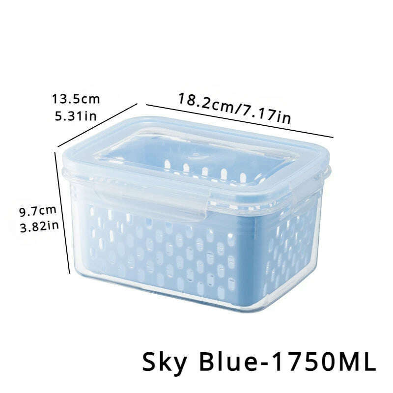 KIMLUD, Refrigerator Preservation Storage Box Drain Basket Storage Containers Sealed Box Vegetable and Fruit Food Grade Drain Box, KIMLUD Womens Clothes