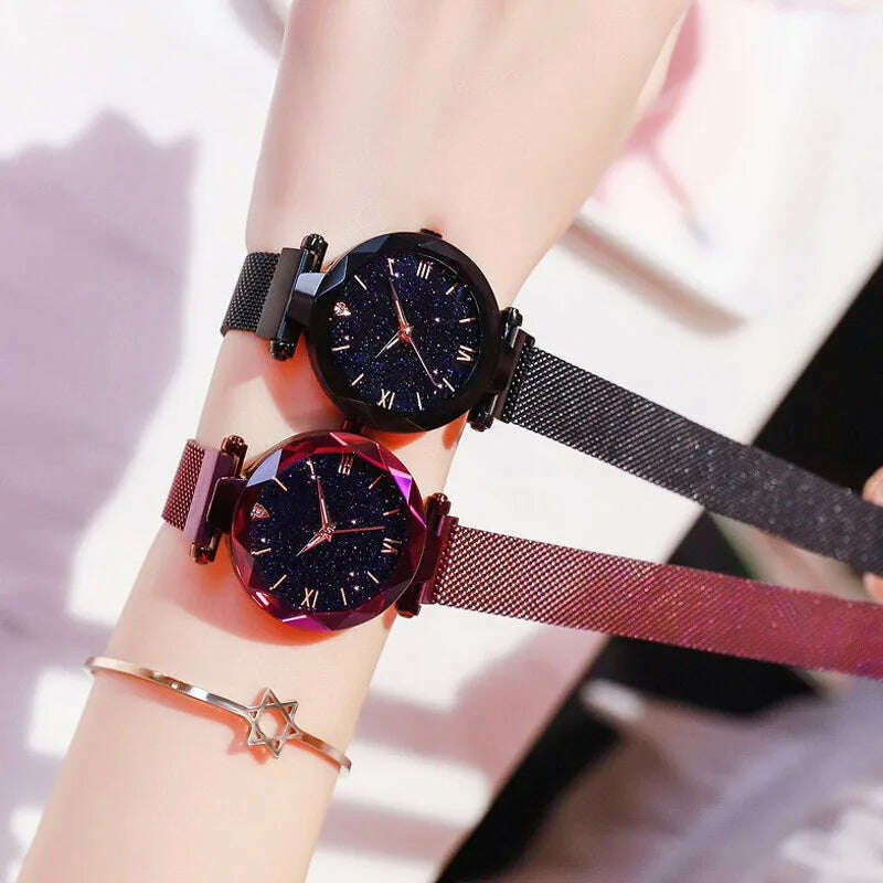 Reloj Mujer Luxury Starry Sky Women Watches Magnetic Mesh Belt Band Watch Women's Fashion Dress Wristwatch Zegarek Damski - KIMLUD