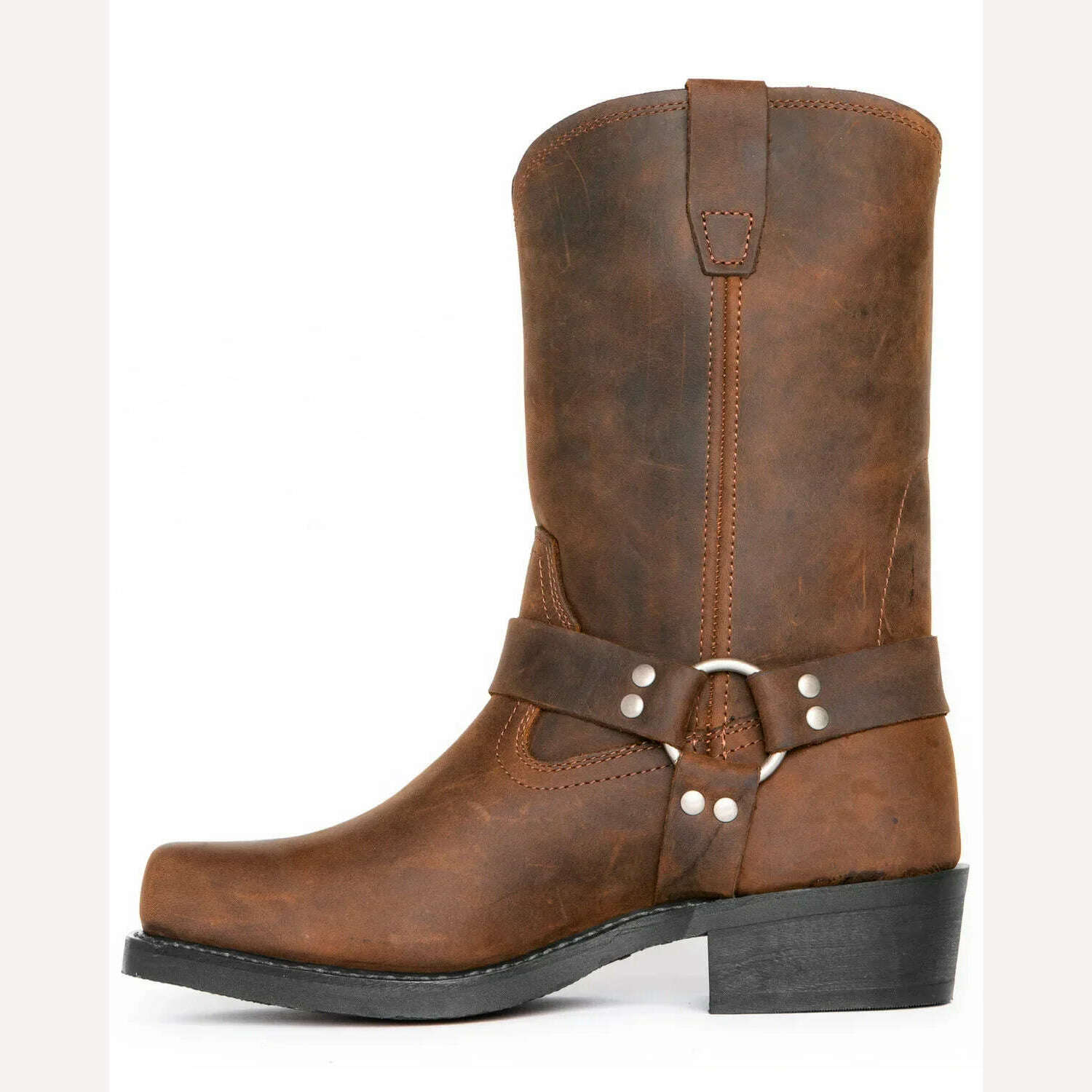 Retro Cowboy Boots Men Mid Calf Western Boots Men Pu Leather Boots Man Slip On Shoes Winter Knight Boots Booties Plus Size 39-48 - KIMLUD