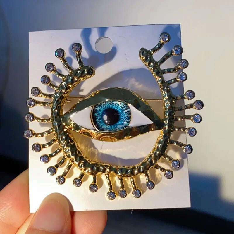 Retro Eye Earrings Ring Brooches Women's French Vintage Jewelry Sets - KIMLUD