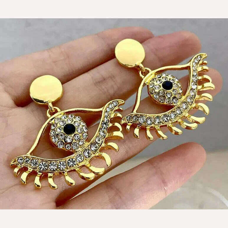 Retro Eye Earrings Ring Brooches Women's French Vintage Jewelry Sets - KIMLUD