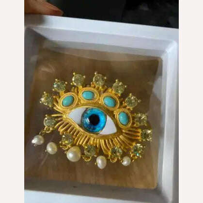 Retro Eye Earrings Ring Brooches Women's French Vintage Jewelry Sets - KIMLUD