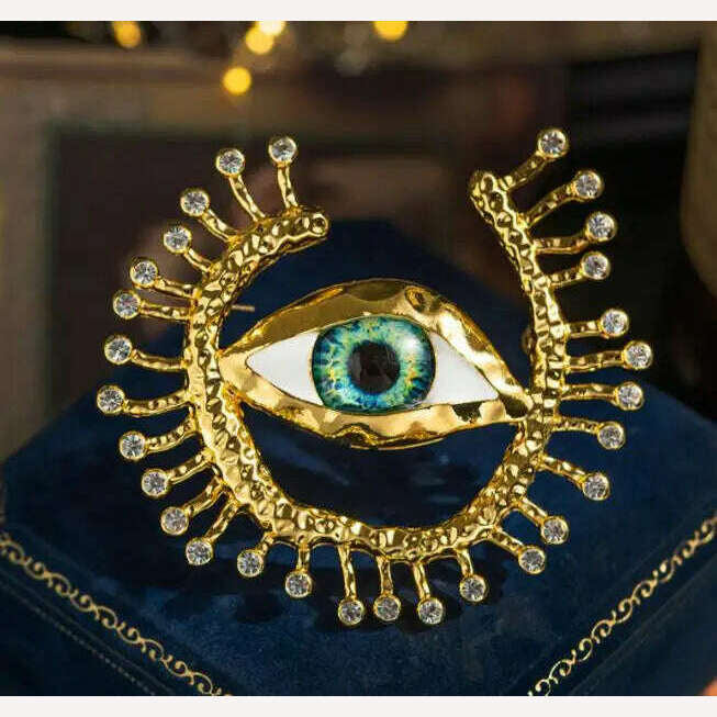 Retro Eye Earrings Ring Brooches Women's French Vintage Jewelry Sets - KIMLUD