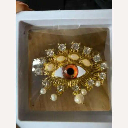 Retro Eye Earrings Ring Brooches Women's French Vintage Jewelry Sets - KIMLUD