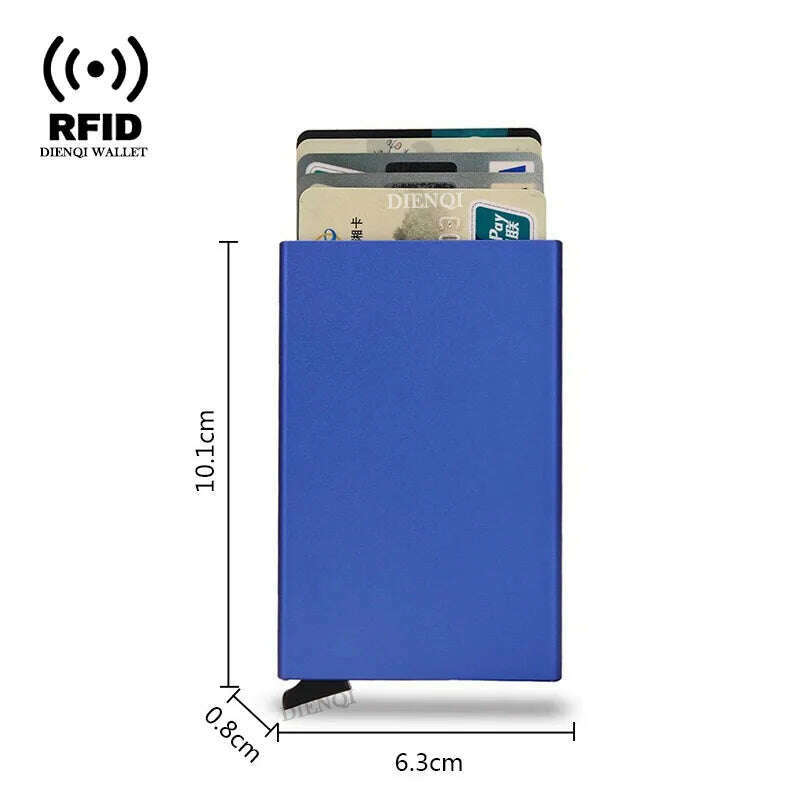 Rfid Credit Card Holder Metal Thin Slim Smart Wallet Men Women Wallets Pop Up Minimalist Small Black Purse Mini Walets for Men - KIMLUD