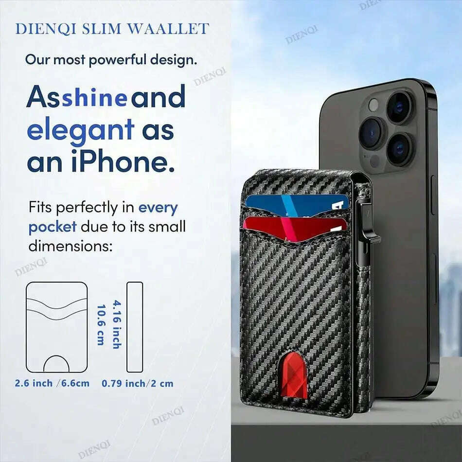 KIMLUD, RFID Smart Men Wallets Anti-Theft Magnet Credit Card Holder Front Pocket Carbon Fiber Minimalist Wallet Bank Cardholder Case, KIMLUD Womens Clothes