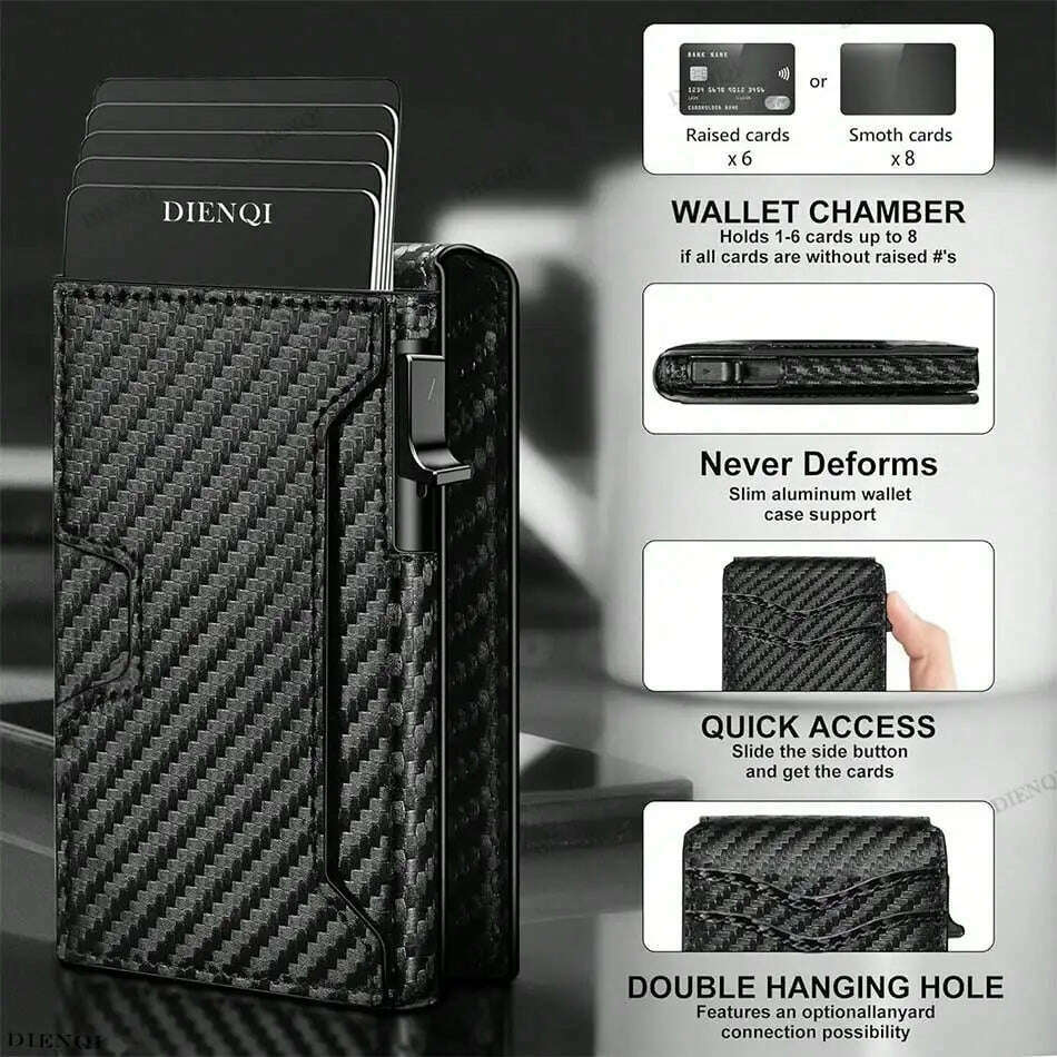 KIMLUD, RFID Smart Men Wallets Anti-Theft Magnet Credit Card Holder Front Pocket Carbon Fiber Minimalist Wallet Bank Cardholder Case, KIMLUD Womens Clothes