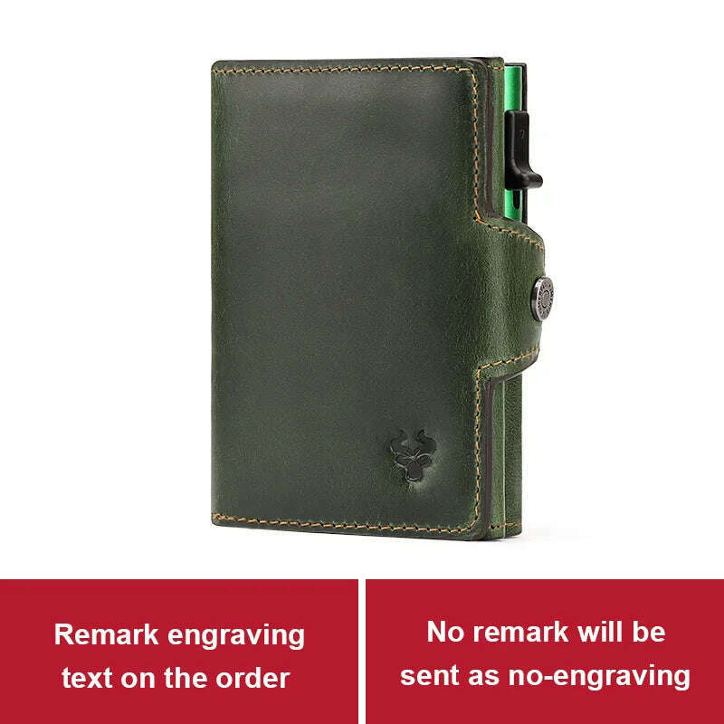 RFID Smart Pop Up Card Wallet for Men Genuine Leather Card Case for 8-10 Cards Slim Women Zip Coin Purse with Notes Compartment - KIMLUD