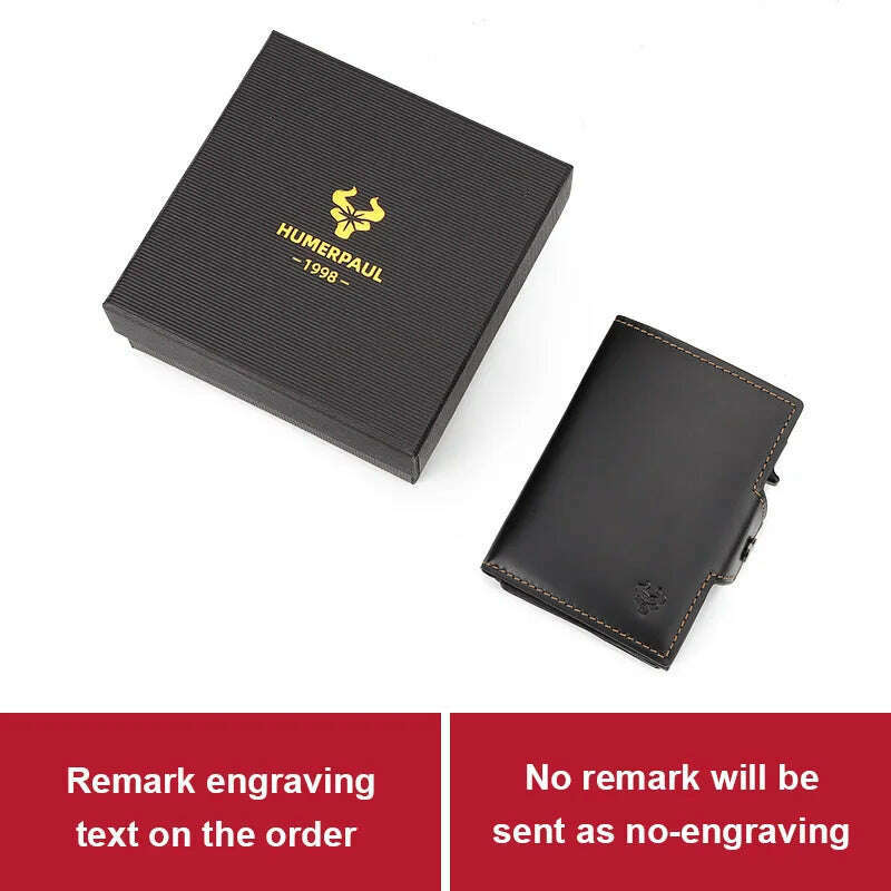 RFID Smart Pop Up Card Wallet for Men Genuine Leather Card Case for 8-10 Cards Slim Women Zip Coin Purse with Notes Compartment - KIMLUD