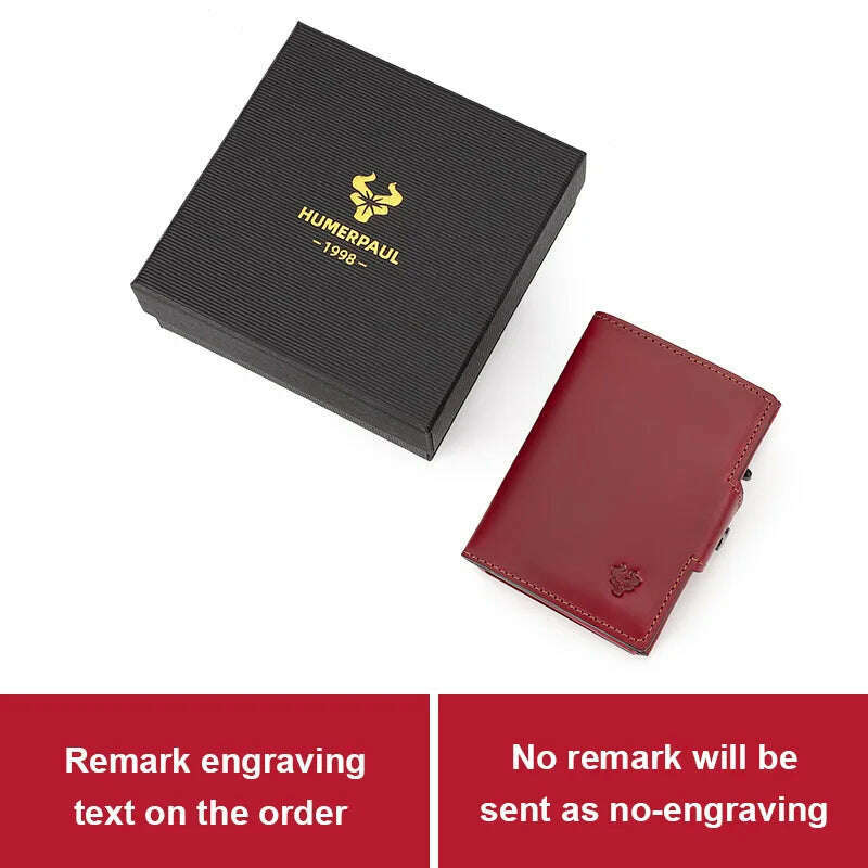 RFID Smart Pop Up Card Wallet for Men Genuine Leather Card Case for 8-10 Cards Slim Women Zip Coin Purse with Notes Compartment - KIMLUD