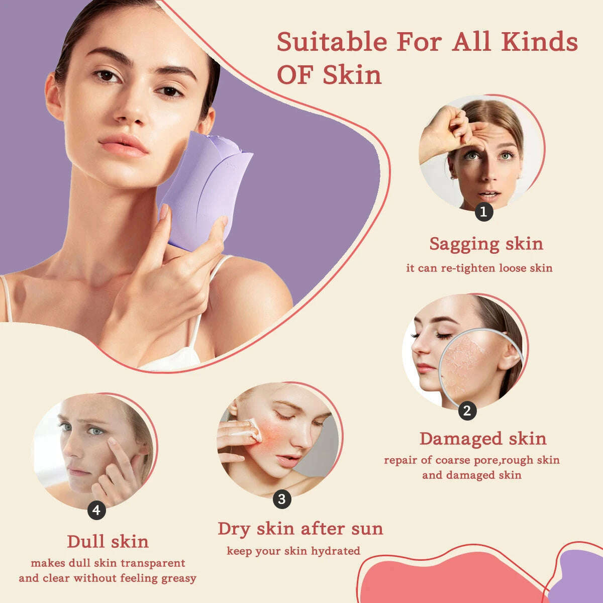 Rose Shape Portable Ice Roller for Face Reusable Ice Face Massager for Eliminate Facial Puffiness In The Morning Easy To Use - KIMLUD