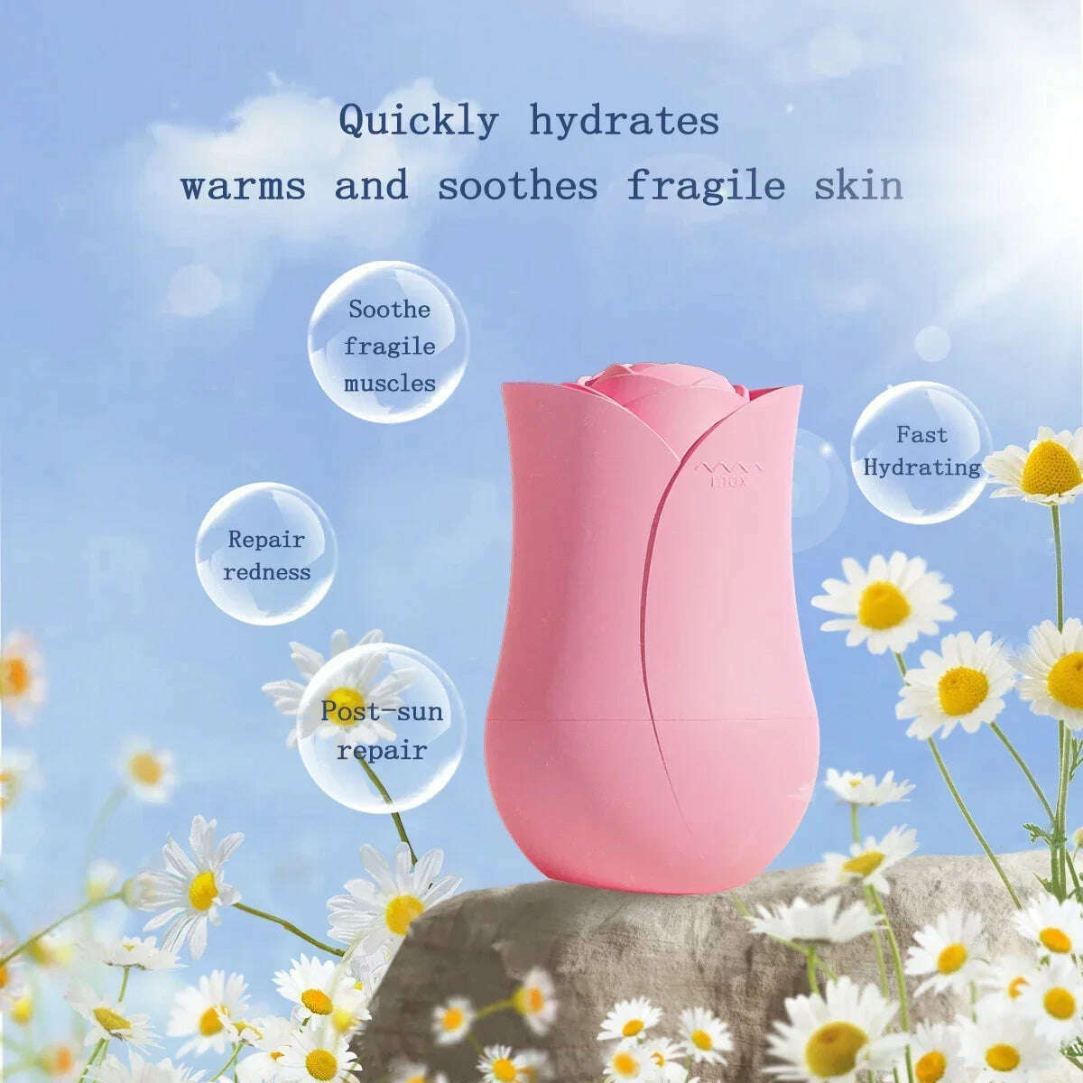 Rose Shape Portable Ice Roller for Face Reusable Ice Face Massager for Eliminate Facial Puffiness In The Morning Easy To Use - KIMLUD