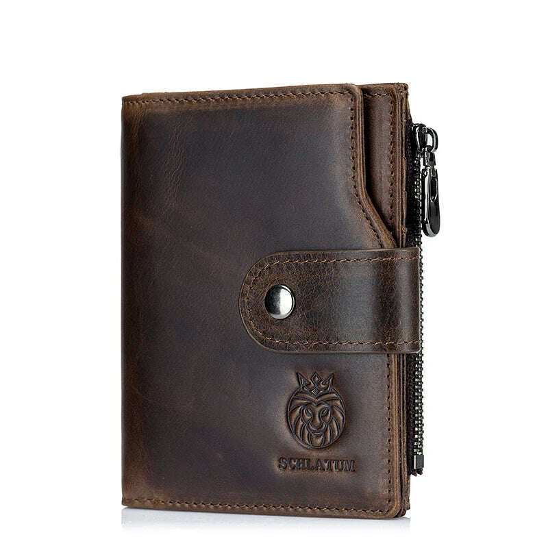 SCHLATUM Genuine Leather Men Business Wallet RFID Men Card Id Holder Coin Purse Travel Wallet Anti-theft Swipe - KIMLUD