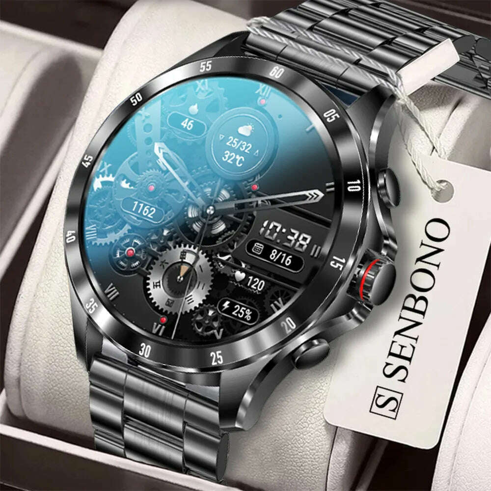 SENBONO New Men's Smart Watch Max7 Bluetooth Answer Call Man Watch IP68 Waterproof Thermometer Tracker Sport Smartwatch Men 2022 - KIMLUD