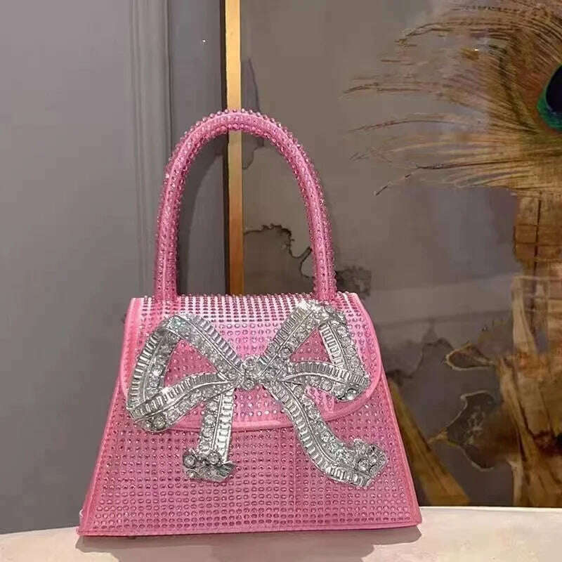 Shiny Rhinestone Evening Clutch Bags Women New Bow Crystal Clip Purse And Handbags Luxury Designer Wedding Party High Quality - KIMLUD