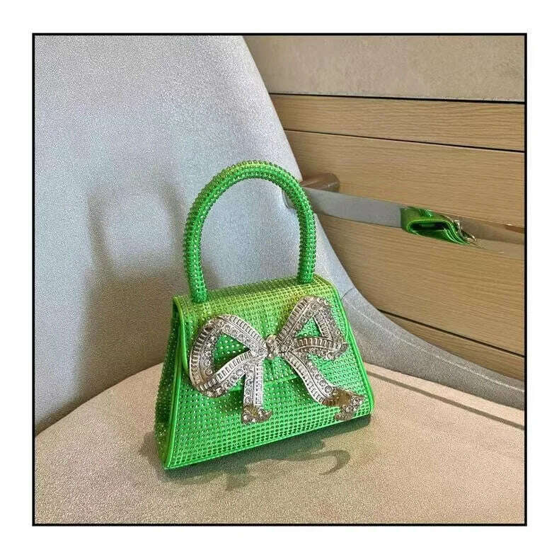Shiny Rhinestone Evening Clutch Bags Women New Bow Crystal Clip Purse And Handbags Luxury Designer Wedding Party High Quality - KIMLUD