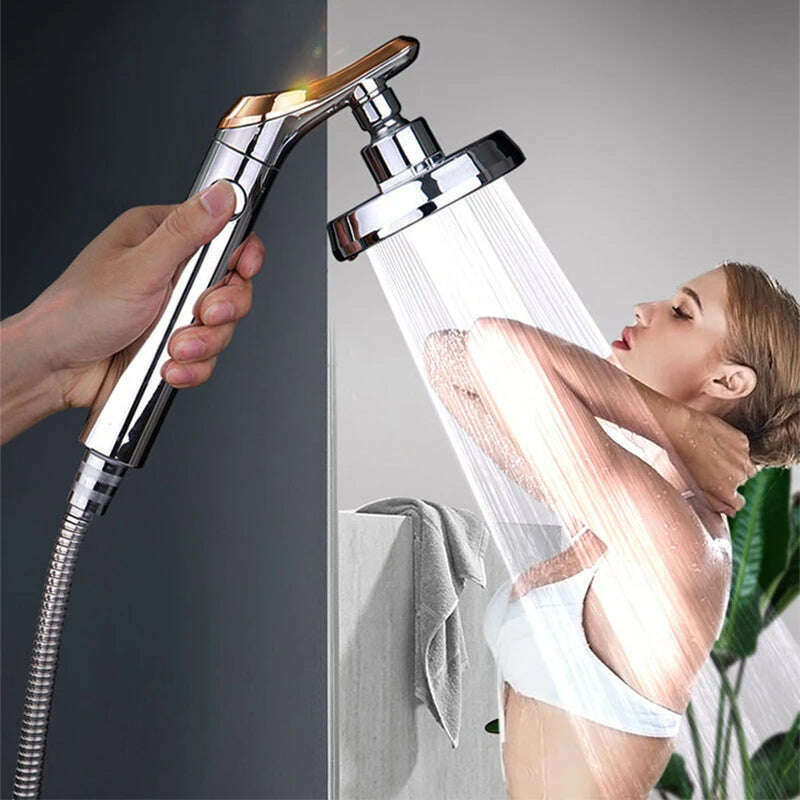 KIMLUD, Shower Head Bathroom Rotating High Pressure Water Saving Handheld Shower Head Adjustable Stop Button Water Rain Shower Heads, KIMLUD Womens Clothes