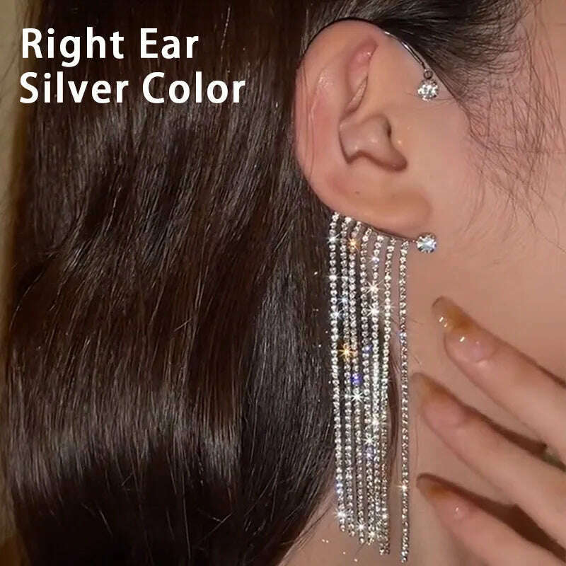 Silver Plated Metal Leaf Butterfly Clip Earrings for Women Ear Clips Without Piercing Sparkling Zircon Ear Cuff Fashion Jewelry - KIMLUD
