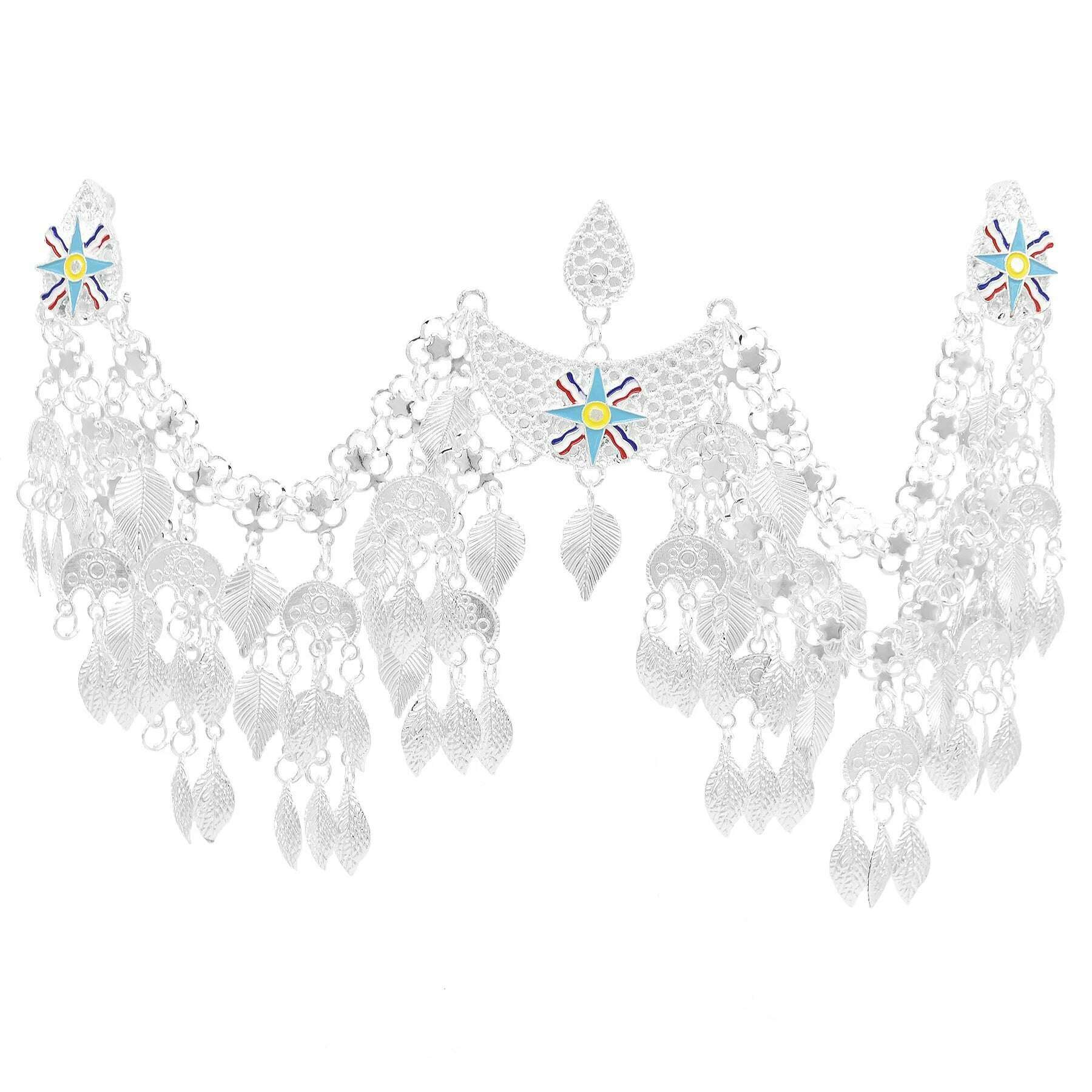 Silver Plated Moroccan Caftan Belt Heart Sequins Tassel Belly Chains for Women Men Vintage Ethnic Tribal Indian Body Jewelry - KIMLUD