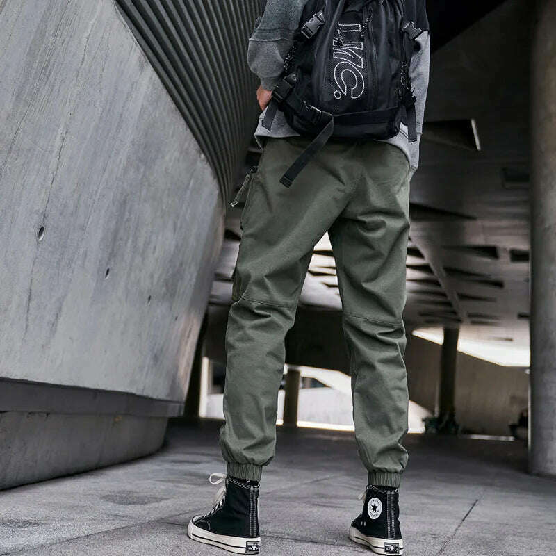Single Road Mens Cargo Pants Men Fashion 2022 Black Baggy Joggers Techwear Men Hip Hop Harajuku Streetwear Trousers Cotton Pants - KIMLUD