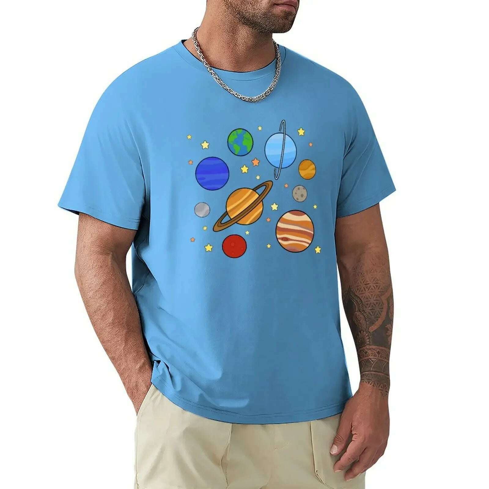 Solar System T-Shirt blacks graphics boys animal print tshirts for men - KIMLUD