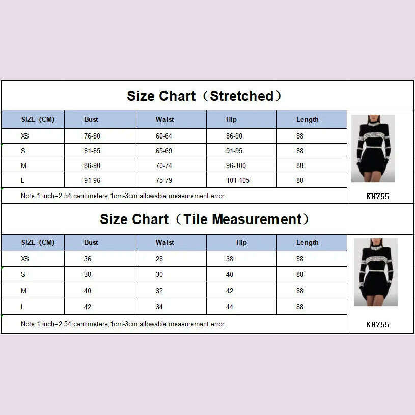 Solid Nude Women Winter Sexy Turtleneck Beading Long Sleeve Black Mini Bandage Dress 2024 Elegant Evening Club Party Dress - KIMLUD