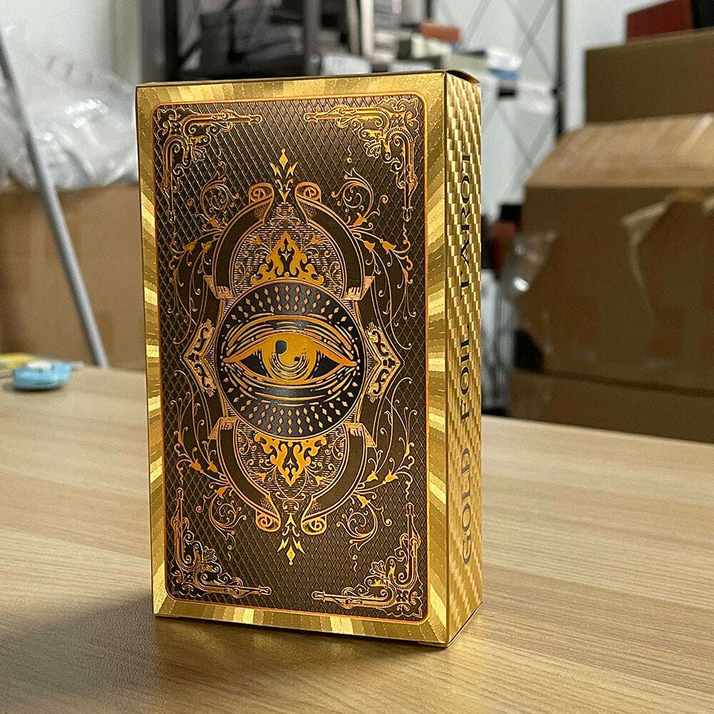 KIMLUD, Spanish and English Golden Foil Tarot Cards 12x7cm Divination Prophecy Deck for Beginners with 2-Languages Guidebook Taro, 484, KIMLUD APPAREL - Womens Clothes