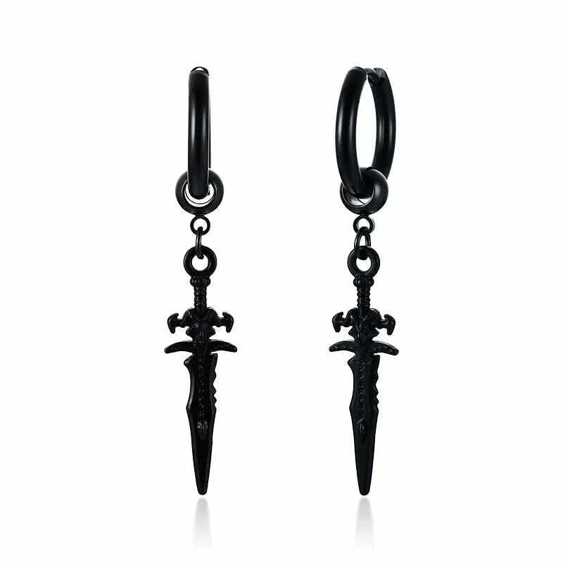 Stainless Steel Four Pointed North Star Huggie Hoops Earrings For Men Piercing Or No Piercing Cross Jewelry Gift For Her Him - KIMLUD