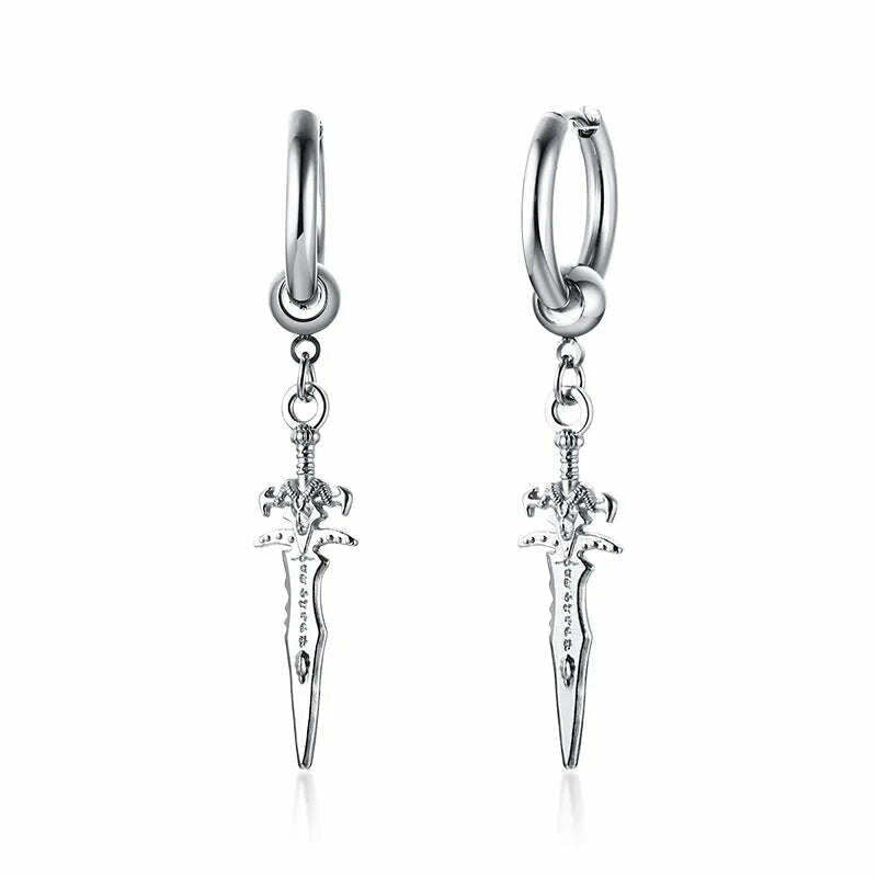 Stainless Steel Four Pointed North Star Huggie Hoops Earrings For Men Piercing Or No Piercing Cross Jewelry Gift For Her Him - KIMLUD