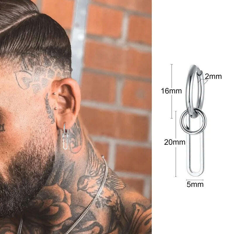 Stainless Steel Four Pointed North Star Huggie Hoops Earrings For Men Piercing Or No Piercing Cross Jewelry Gift For Her Him - KIMLUD