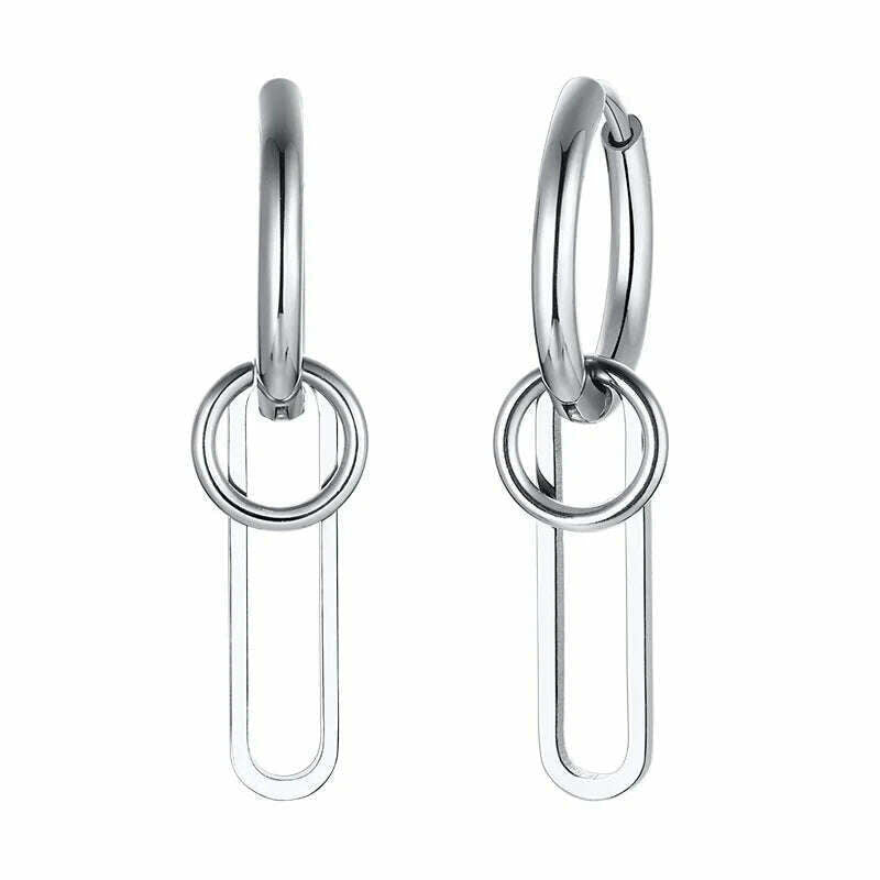 Stainless Steel Four Pointed North Star Huggie Hoops Earrings For Men Piercing Or No Piercing Cross Jewelry Gift For Her Him - KIMLUD