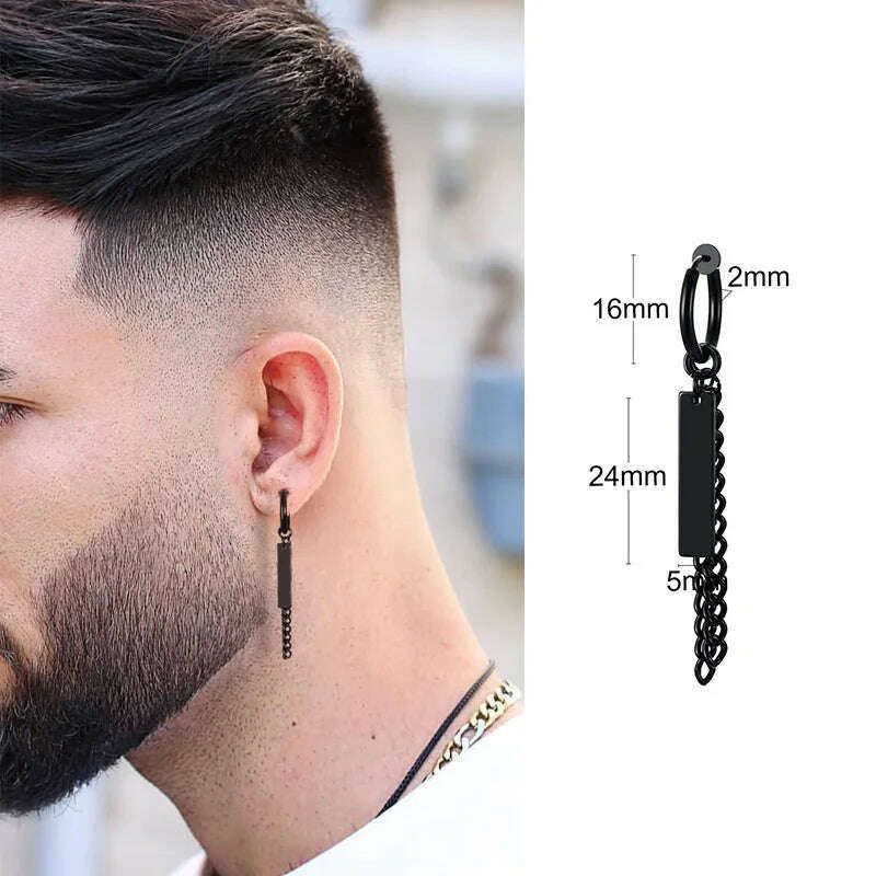 Stainless Steel Four Pointed North Star Huggie Hoops Earrings For Men Piercing Or No Piercing Cross Jewelry Gift For Her Him - KIMLUD