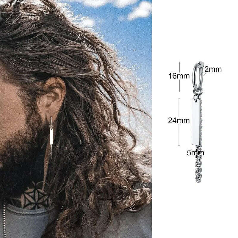 Stainless Steel Four Pointed North Star Huggie Hoops Earrings For Men Piercing Or No Piercing Cross Jewelry Gift For Her Him - KIMLUD