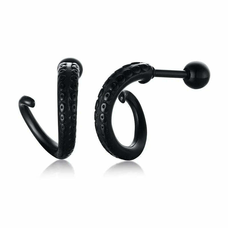 Stainless Steel Four Pointed North Star Huggie Hoops Earrings For Men Piercing Or No Piercing Cross Jewelry Gift For Her Him - KIMLUD