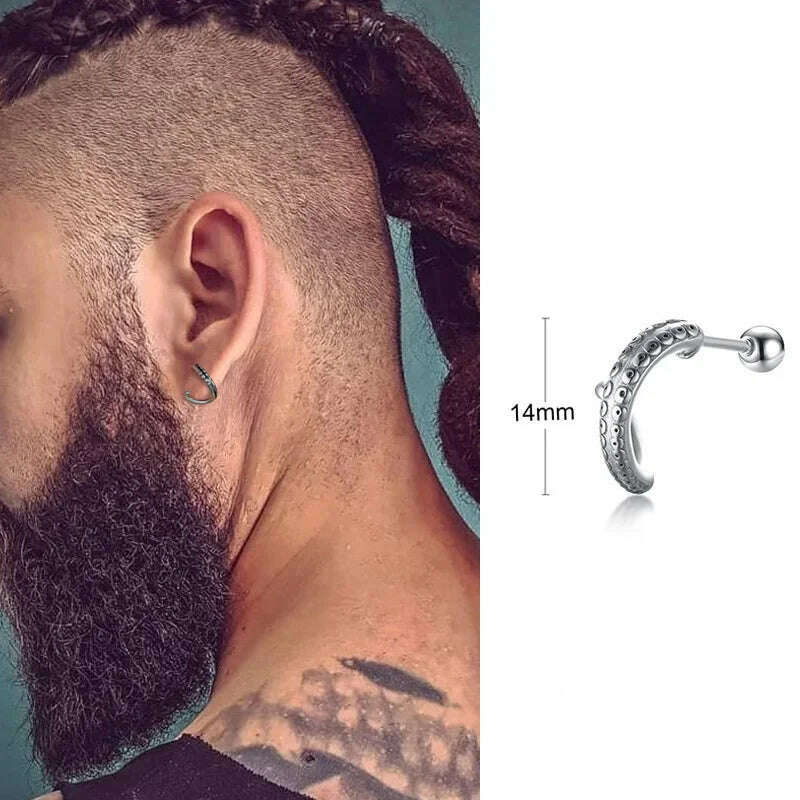 Stainless Steel Four Pointed North Star Huggie Hoops Earrings For Men Piercing Or No Piercing Cross Jewelry Gift For Her Him - KIMLUD