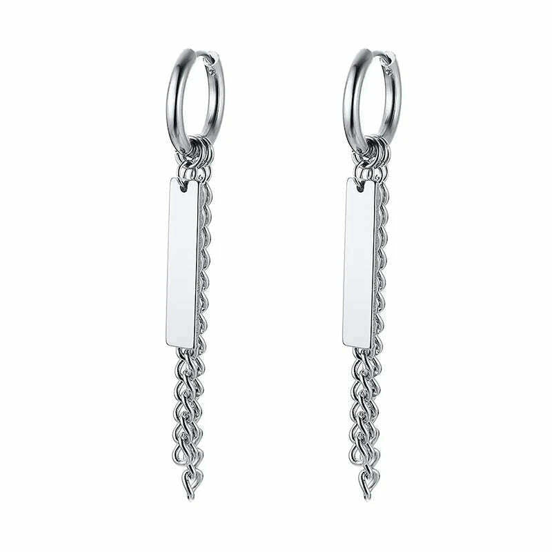 Stainless Steel Four Pointed North Star Huggie Hoops Earrings For Men Piercing Or No Piercing Cross Jewelry Gift For Her Him - KIMLUD