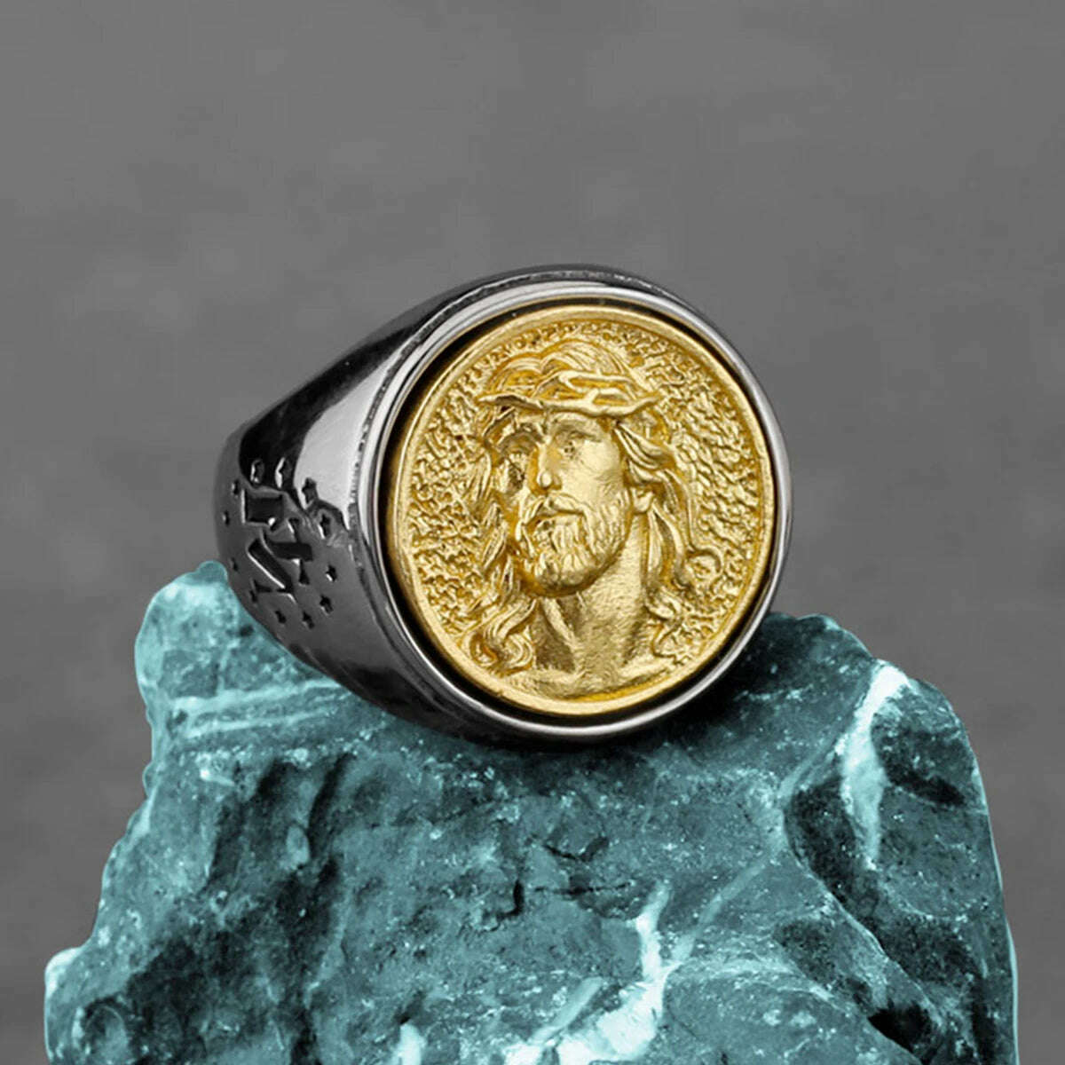 Stainless Steel Jesus Cross Ring Men's Fashion Classic Religious Amulet Accessories Hip Hop Punk Biker Jewelry Gifts Wholesale - KIMLUD