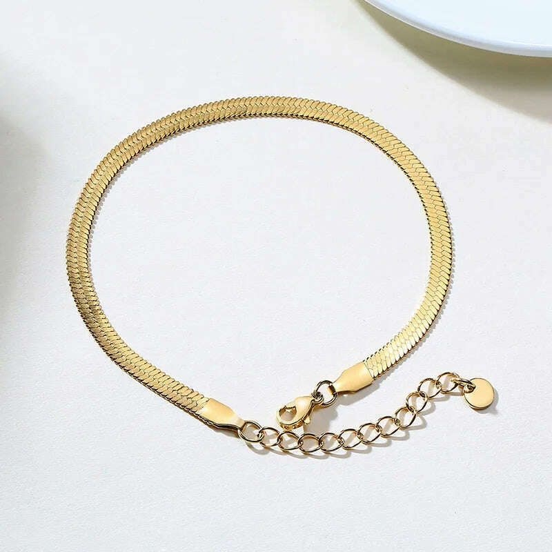 Stainless Steel Women Chain Anklet Summer Chevron Snake Ankle Foot Bracelet Gift for Her - KIMLUD